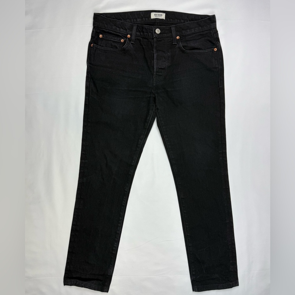 Buck Mason Mens Maverick Slim Fit Jeans 32 x 29 Black Denim Made in USA B7